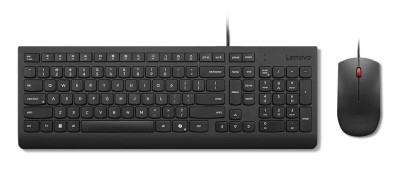 Lenovo Essential Wired Combo, tangentbord + optisk mus, USB, nordiskt - Svart