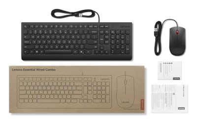 Lenovo Essential Wired Combo, tangentbord + optisk mus, USB, nordiskt - Svart#3