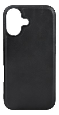 Essentials iPhone 16 Leather Mag back cover, TPU frame, magnet, black