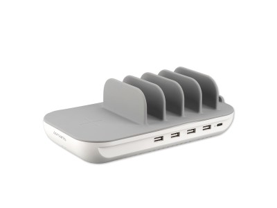 4smarts Family 63W Trådlös Laddningsstation 1x QI (15W), 4x USB-A (12W per, 30W max) 1x USB-C PD (18W), 5 st. laddkablar in#2
