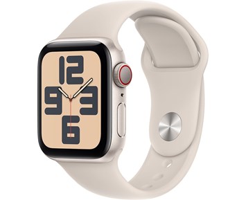 Apple Watch SE (2023) GPS + Cellular 40mm Stjärnglans Aluminiumboett med Stjärnglans Sportband - S/M