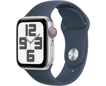 Apple Watch SE (2023) GPS + Cellular 40mm Silver Aluminiumboett med Stormblå Sportband - S/M