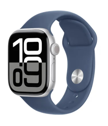 Apple Watch Series 10 GPS 42mm Silver Aluminiumboett med Denim Sport Band - M/L