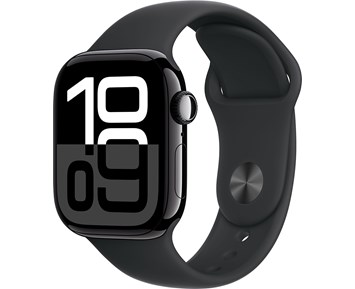 Apple Watch Series 10 GPS 42mm Gagatsvart Aluminiumboett med Svart Sport Band - S/M