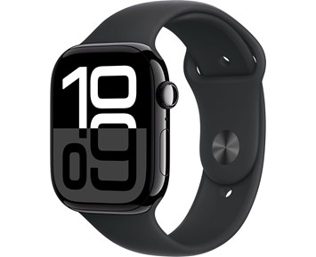 Apple Watch Series 10 GPS 46mm Gagatsvart Aluminiumboett med Svart Sport Band - S/M