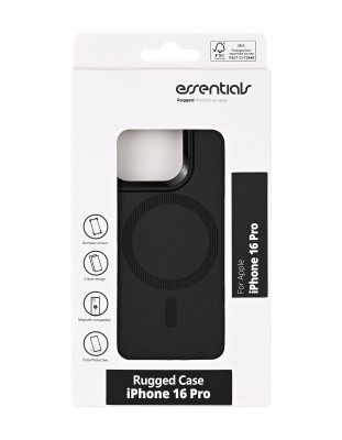 Essentials iPhone 16 Pro rugged case, magnet, black