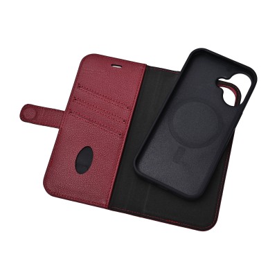 Essentials iPhone 17 Leather Mag wallet, detachable, magnet, red#3