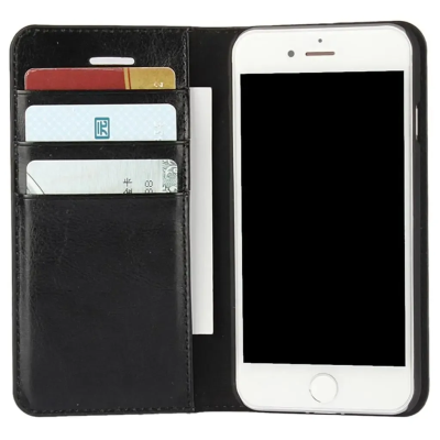 Crazy Horse iPhone SE 2020, SE 2022, 7, 8 premium plånboksfodral - Svart#2