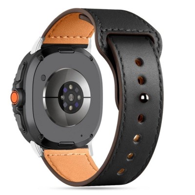 Tech-Protect Leatherfit Klockarmband Samsung Galaxy Watch 8 / 8 Classic - Svart