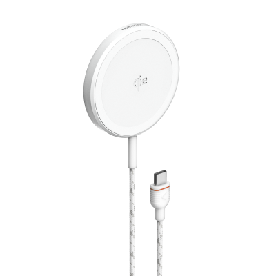 Unisynk Magnetic Wireless Charger Qi2, 15W, White 2m