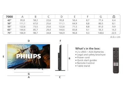 Philips 55" PUS7000/12 4K LED Smart TV (2025) 4K, UHD, Titan OS, HDR, Dolby Atmos, Google Assistant#3