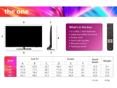 Philips 65" "The One" 4K UHD Smart TV Ambilight 65PUS8949 Ambilight TV, 4K, UHD, LED, TITAN OS, Smart TV, HDR, Dolby Atmos#2