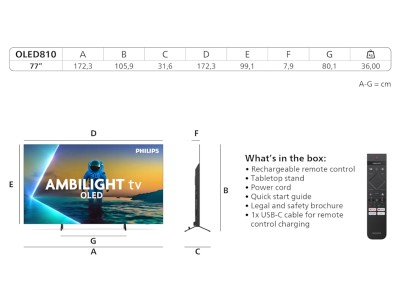 Philips 77" OLED810/12 OLED Smart Ambilight AI TV (2025) Ambilight Plus, 4K, 144hz. UHD, OLED, Google TV#3