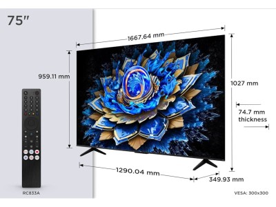 TCL 4K QLED Google TV 75T69C QLED, Motion Clarity, Onkyo 2.1-ljudsystem, Dolby Atmos, Smart-TV, Ramlös#3