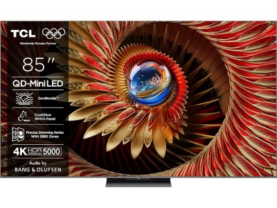 TCL 85" C8K 4K QD-Mini LED Google TV ZeroBorder™, Smart TV, 144Hz Motion Clarity Pro, Dolby Atmos, Bang & Olufsen ljud