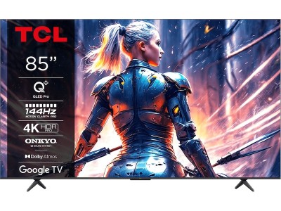 TCL 85" 85T8B QLED Pro 4K Google TV QLED Pro, Google TV, 4K HDR Pro, Onkyo 2.1-lyd, 144Hz 4K Gaming TV