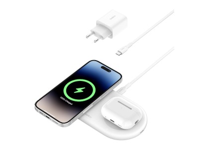 Trådlös Qi2-laddare Belkin BoostCharge 2-in-1, magnetisk, 15W inkl. 30W USB-C strömadapter - Vit#4