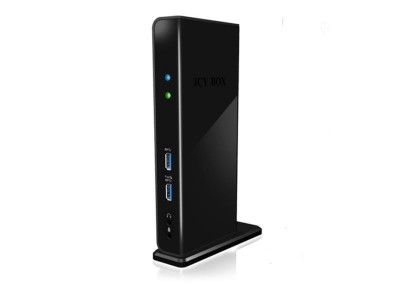 USB 3.0 dockningsstation ICY BOX IB-DK2241AC, DVI/HDMI, hörlur/mikrofon, GigaLAN, 6xUSB