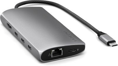 Satechi USB-C Multiport Adapter 8K med Ethernet V3 - Rymdgrå