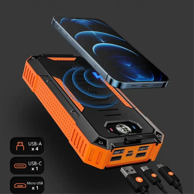 SiGN Solcell Powerbank med Trådlös Laddning, 20000mAh - Orange#2