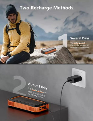 SiGN Solcell Powerbank med Trådlös Laddning, 20000mAh - Orange#5