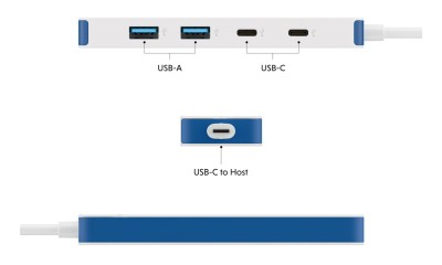 USB-C-hub Hyper HyperDrive Flex 4 Port Combo Hub, 2xUSB-C/2xUSB-A - Vit/Blå#4