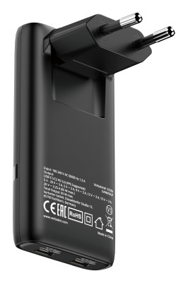 Väggladdare Verbatim Fold 'n' Go GaN Charger 65W, 2xUSB-C - Svart