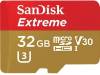 Micro Secure Digital SDHC 32 GB Sandisk Extreme, 100/60 MB/sek, Class 10, UHS-I V30, U3, A2, inkl. SD-adapter