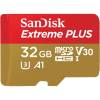 Micro Secure Digital SDHC 32 GB Sandisk Extreme Plus, 200/90 MB/sek, Class 10, UHS-I V30, U3, A2, inkl. SD-adapter