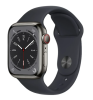 Apple Watch Series 8 GPS + Cellular, 41mm Grafit Rostfri stålboett med Midnatt Sportband#1