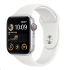 Apple Watch SE GPS + Cellular, 44mm Silver Aluminiumboett med Vit Sportband#1