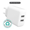 Väggladdare eSTUFF INFINITE 230V till 2xUSB-A, 24W - Vit